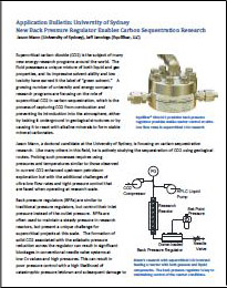New pressure regulator for carbon sequestration research, white paper