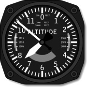 typical aircraft altimeter also showing mBar