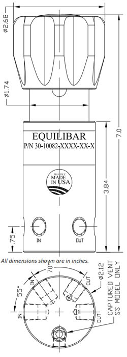 Series 3000 High Pressure Regulator dimensional drawing