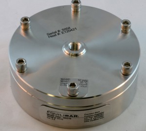 GS Series regulator showing permanent data (side), diaphragm data (top tab), and serial number and Heat number (top cap)
