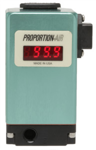 A photo of a QPV1 Electronic Low Pressure Regulator with an optional digital display.