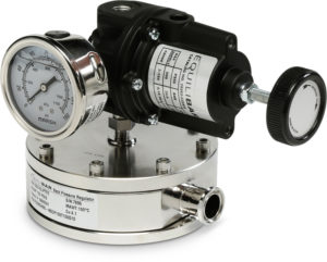 Equilibar FDO6 sanitary back pressure regulator with Model 10 pilot regulator