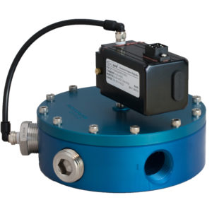 image of anodized aluminum Equilibar vacuum regulator with QPV1 electronic pressure regulator pilot