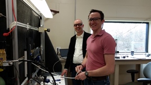 Armand Bergsma, left, and Ryan Heffner in Equilibar laboratory