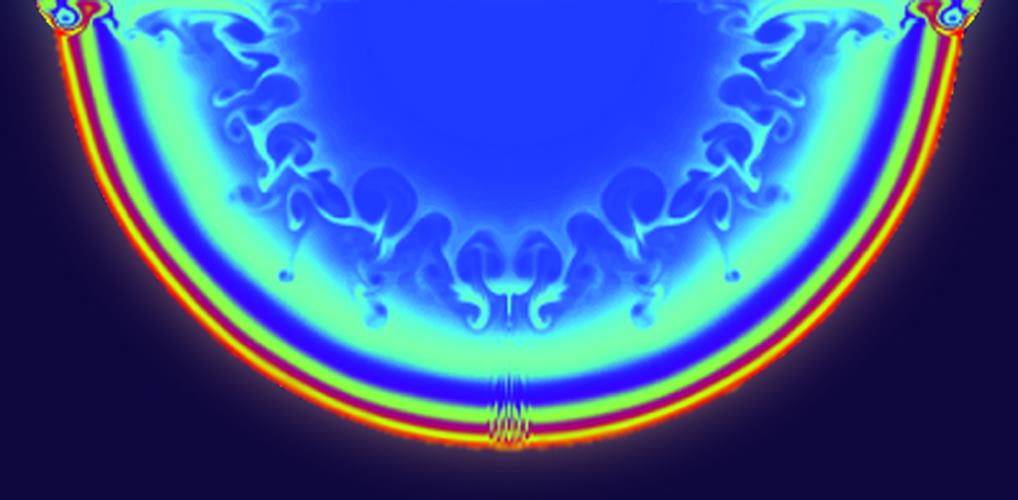 Simulation of an idealized remnant with a perfectly spherically symmetric density profile.