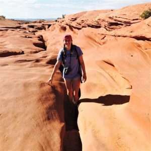 Biomedical design engineer Jennifer Jacober in canyon