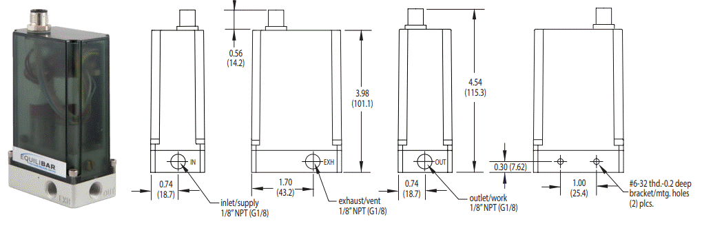 dimensional drwing of EPC electronic pressure controller